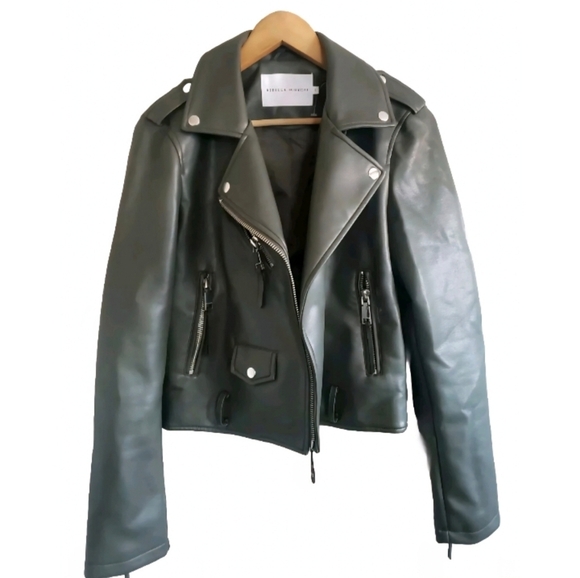 Rebecca Minkoff Jackets & Blazers - Rebecca MIinkoff Jacket Women's Small Olive Vegan Leather Biker